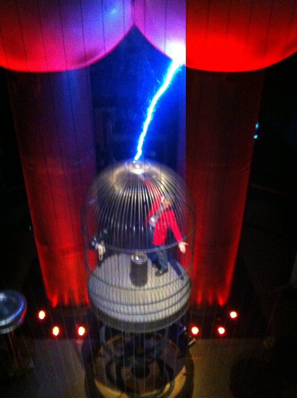 Students from M.I.T. developed the three story Van de Graaff generator to better explain the science of electricity.