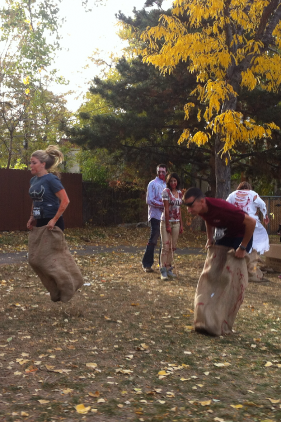 One Challenge Required Races to Hop in the (potato) Sack 