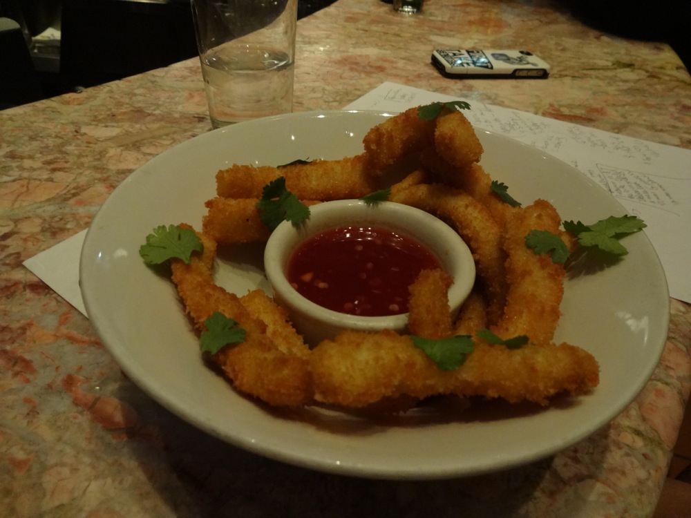 Calamari is one of the most popular items from the bar menu at Aspen's Mezzaluna Restaurant