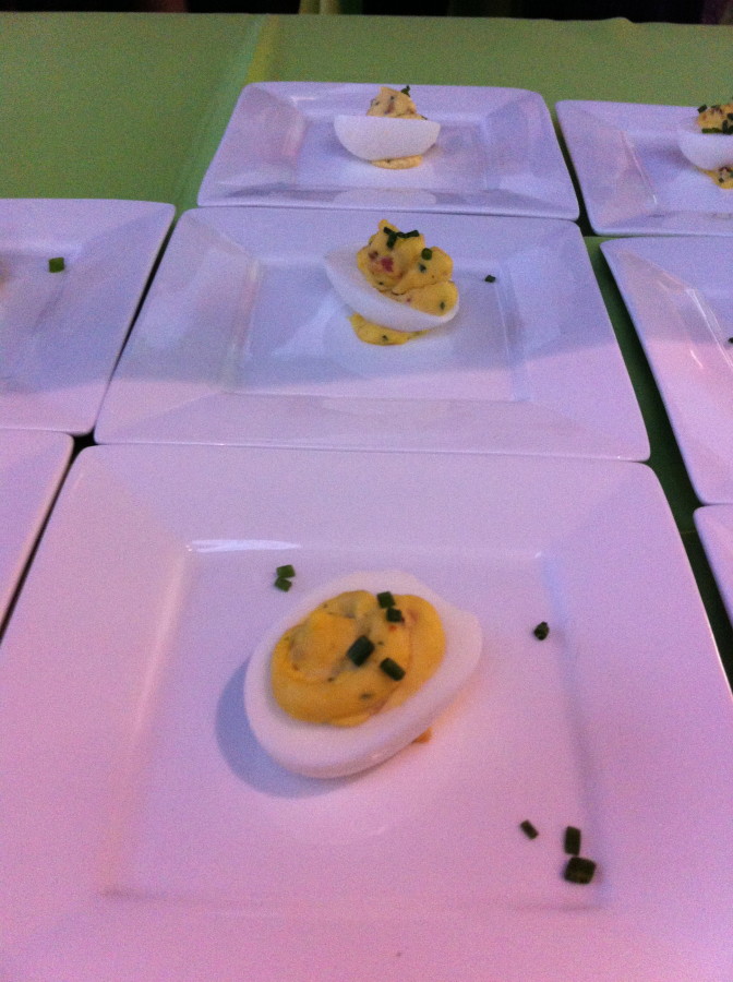 Chef Brandon Bierdman of Steuben's serves Deviled Eggs made with sour cream and chives