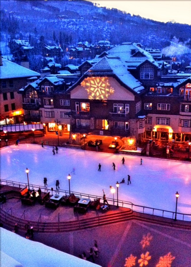 The Black Family Ice Rink is smack in the middle of the Beaver Creek Village and boasts a majestic mountain backdrop.