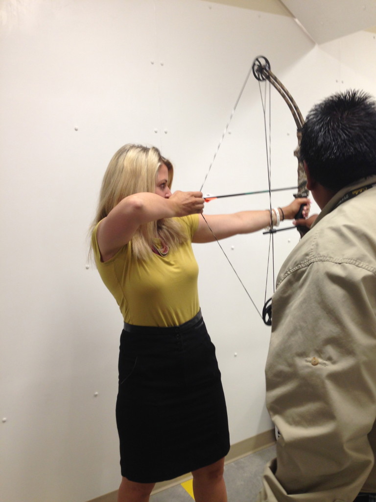 Practicing my aim at the Archery Range inside Cabela's. 