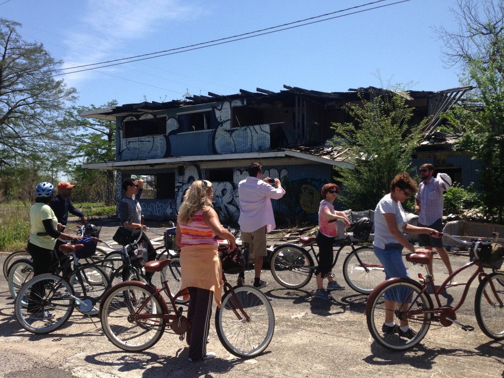 Biking through the Lower Ninth Ward with Confederacy of Cruisers in New Orleans