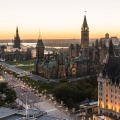 Panoramic view of downtown Ottawa with Parliament Hill